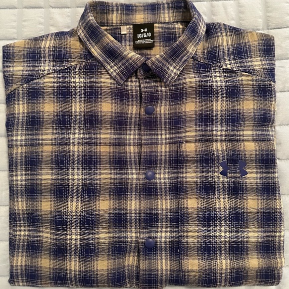 Blue and cream Under Armour‎ Tradesman Flex Flannel Shirt Men’s size L - Picture 5 of 15